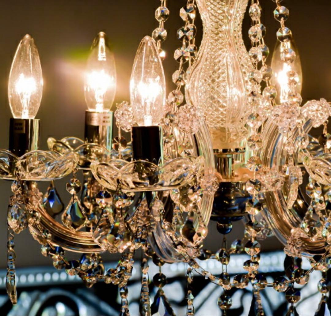 未使用　アスフォーククリスタル　シャンデリア6灯 チェーン10センチカット済み