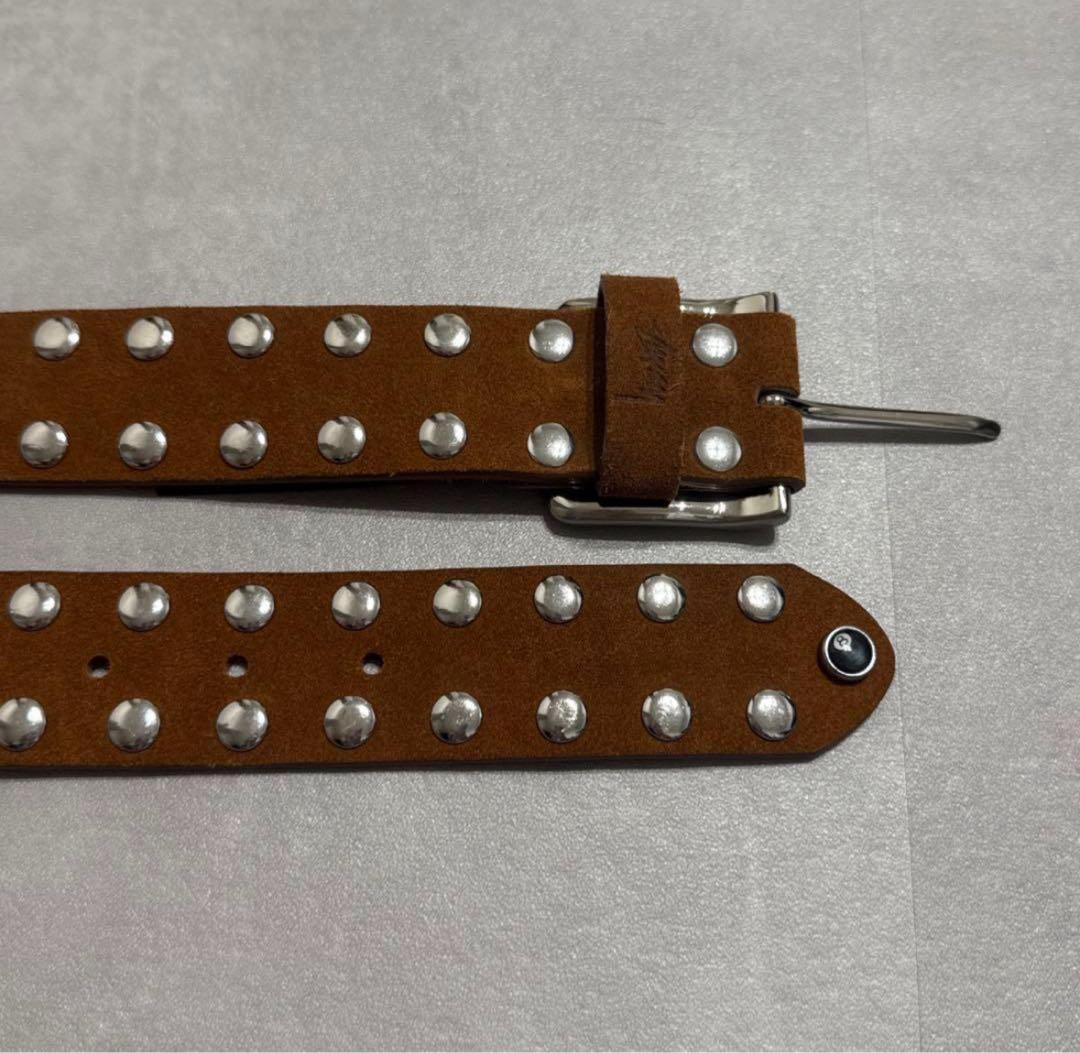 stussy 8 BALL STUDDED.BELT 茶リベットベルト s/m