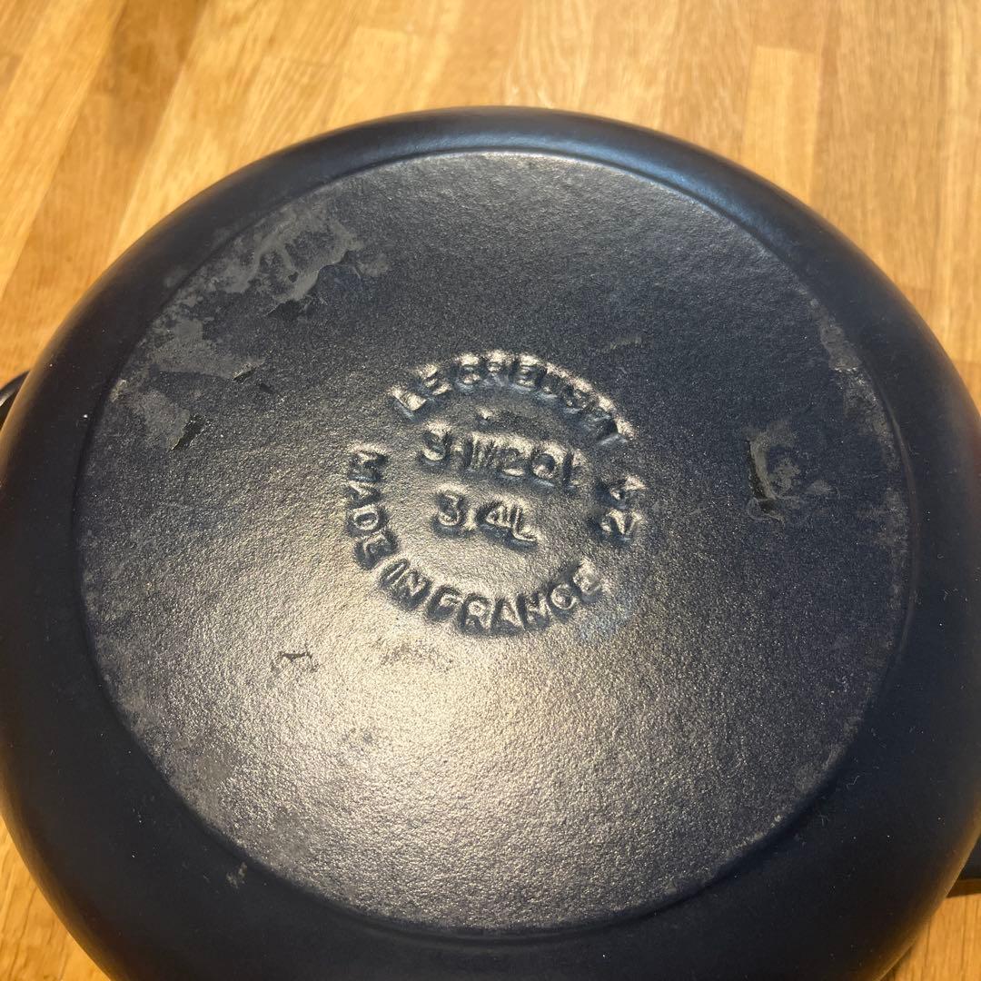 ル・クルーゼ　ネイビー　ココットロンド　24cm 取手:シルバー