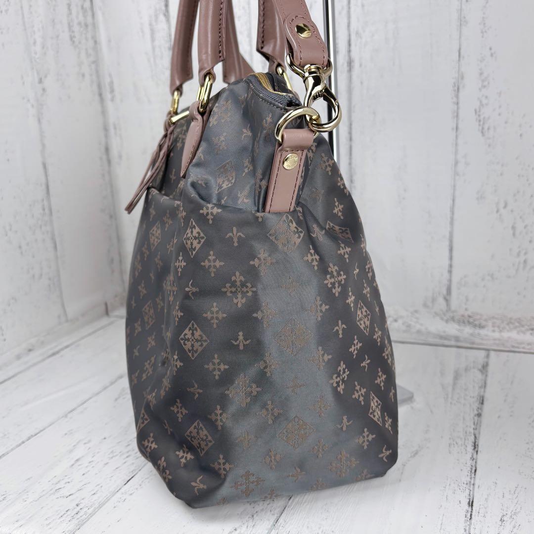 未使用級美品◆russet 2way ボストンバッグ ショルダー グレーピンク