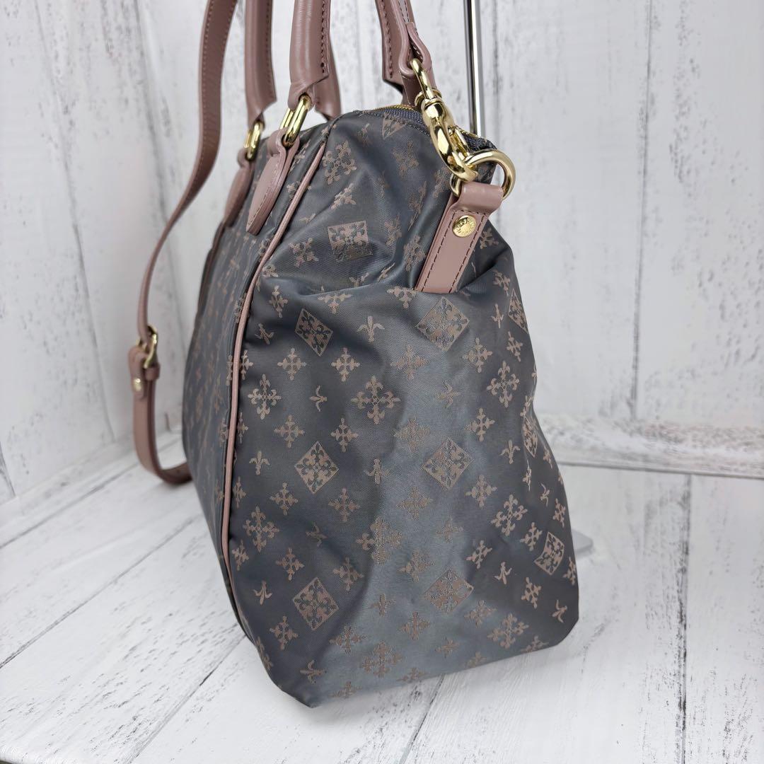 未使用級美品◆russet 2way ボストンバッグ ショルダー グレーピンク