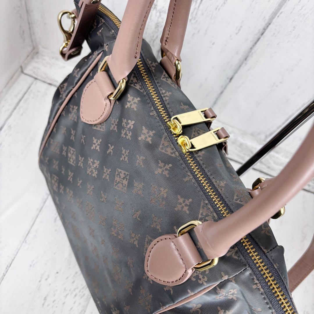 未使用級美品◆russet 2way ボストンバッグ ショルダー グレーピンク