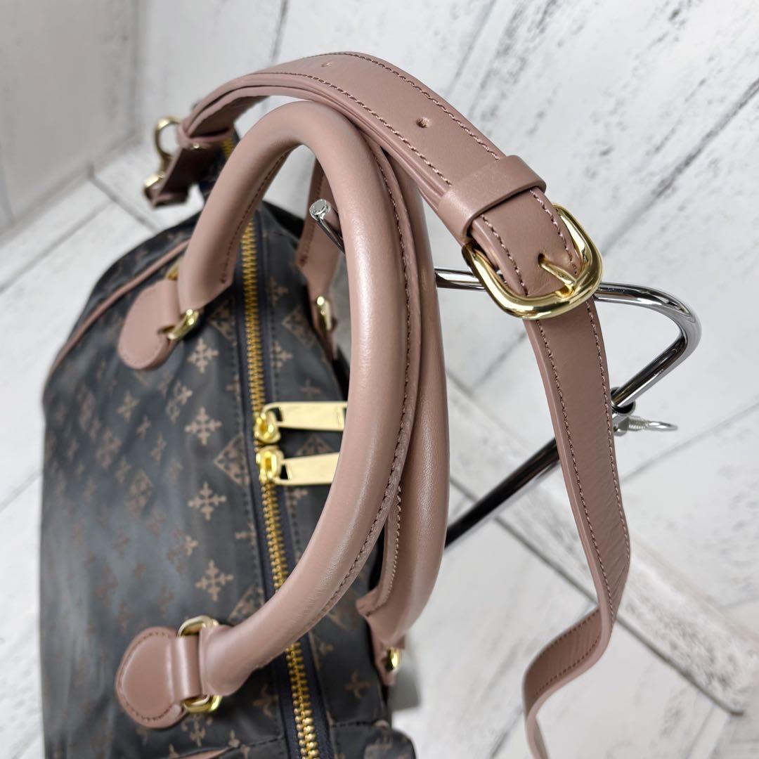 未使用級美品◆russet 2way ボストンバッグ ショルダー グレーピンク