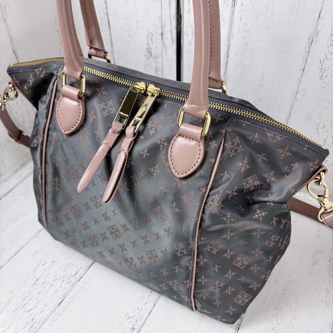 未使用級美品◆russet 2way ボストンバッグ ショルダー グレーピンク