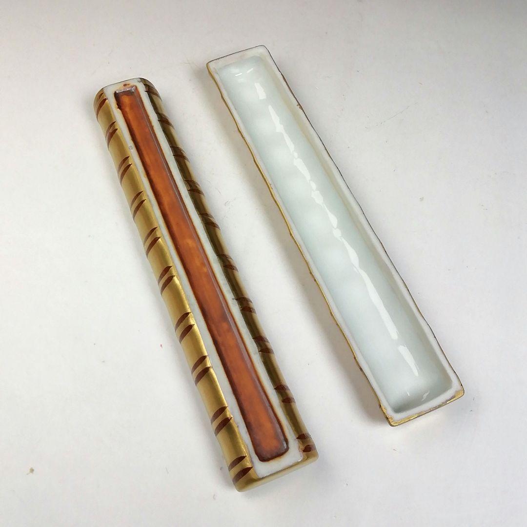 Ｔ９６１　香合　『金襴手　横笛香合』『芳正 造』　共箱　茶道具