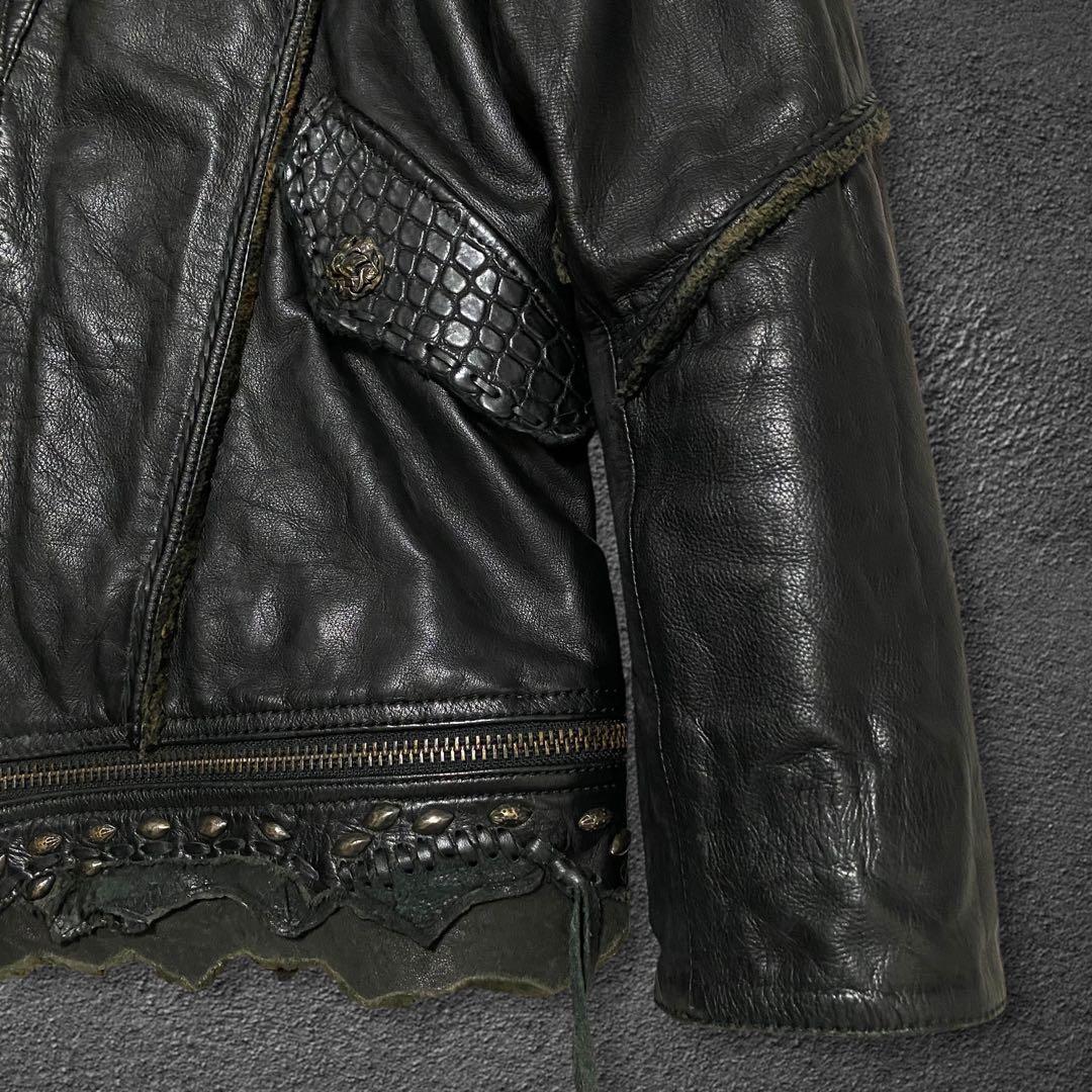 ジャケット・アウター 14th addiction crocodile leather jacket