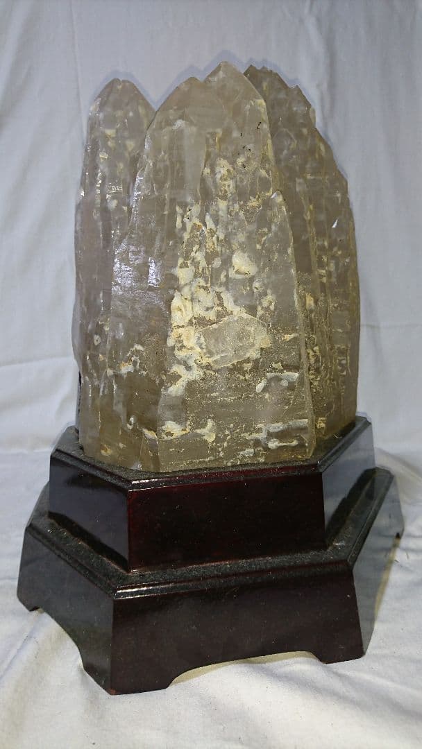 天然【水晶】原石・木台