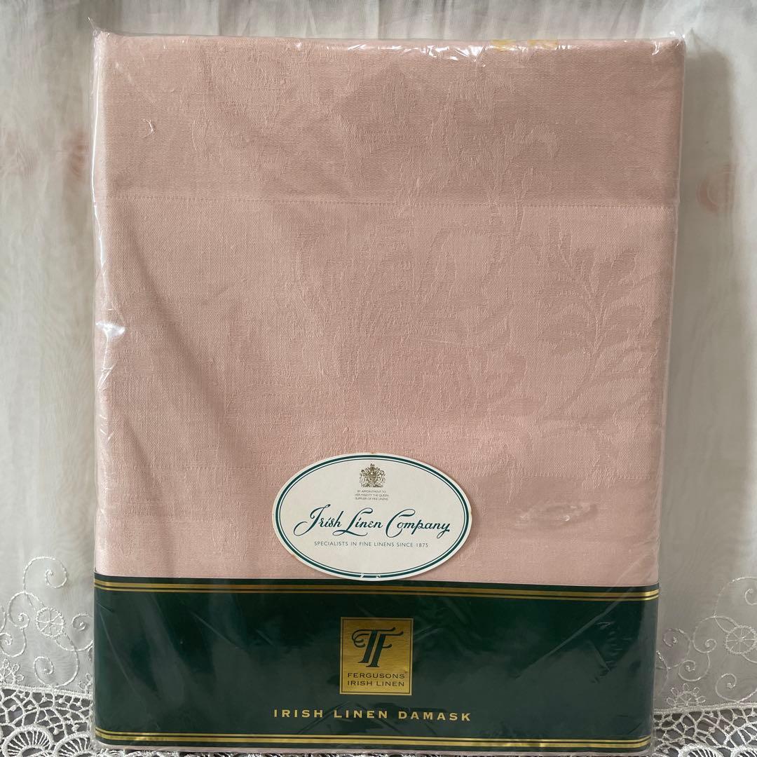 アイリッシュリネンダマスク　テーブルクロス　菊　ピンク　新品未使用