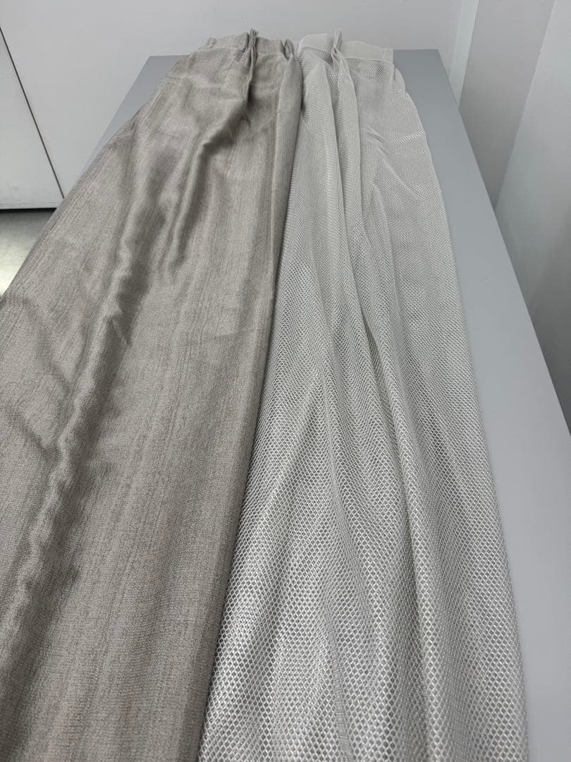 高級カーテン レース 2種セット Sumiko Honda ベージュ シルバー