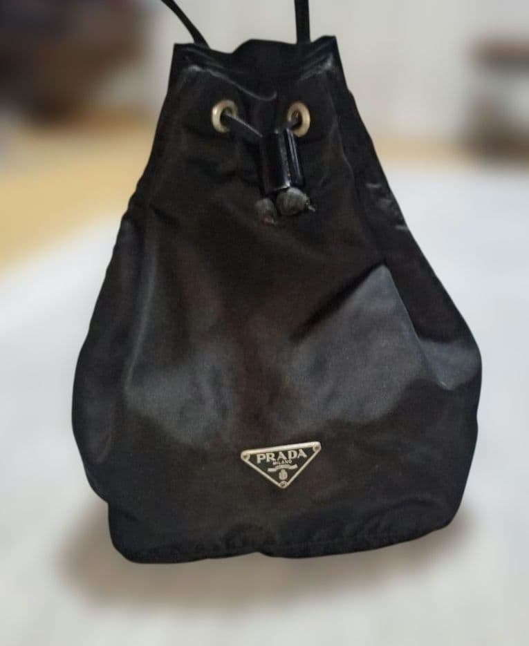 mer.yPRADA ブラック ナイロン ドローストリングバッグ