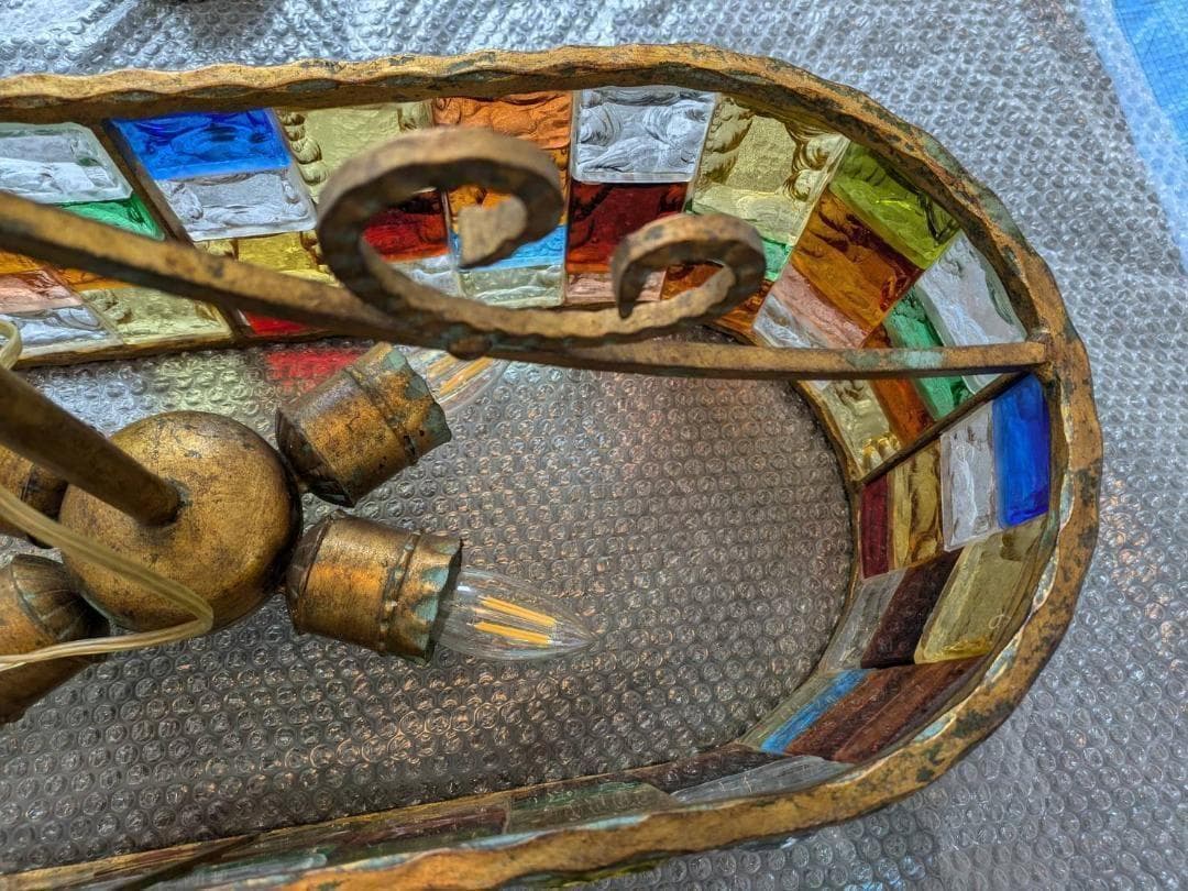 【超希少】イタリア製　シャンデリア　照明　アンティーク　ガラス　ビンテージ