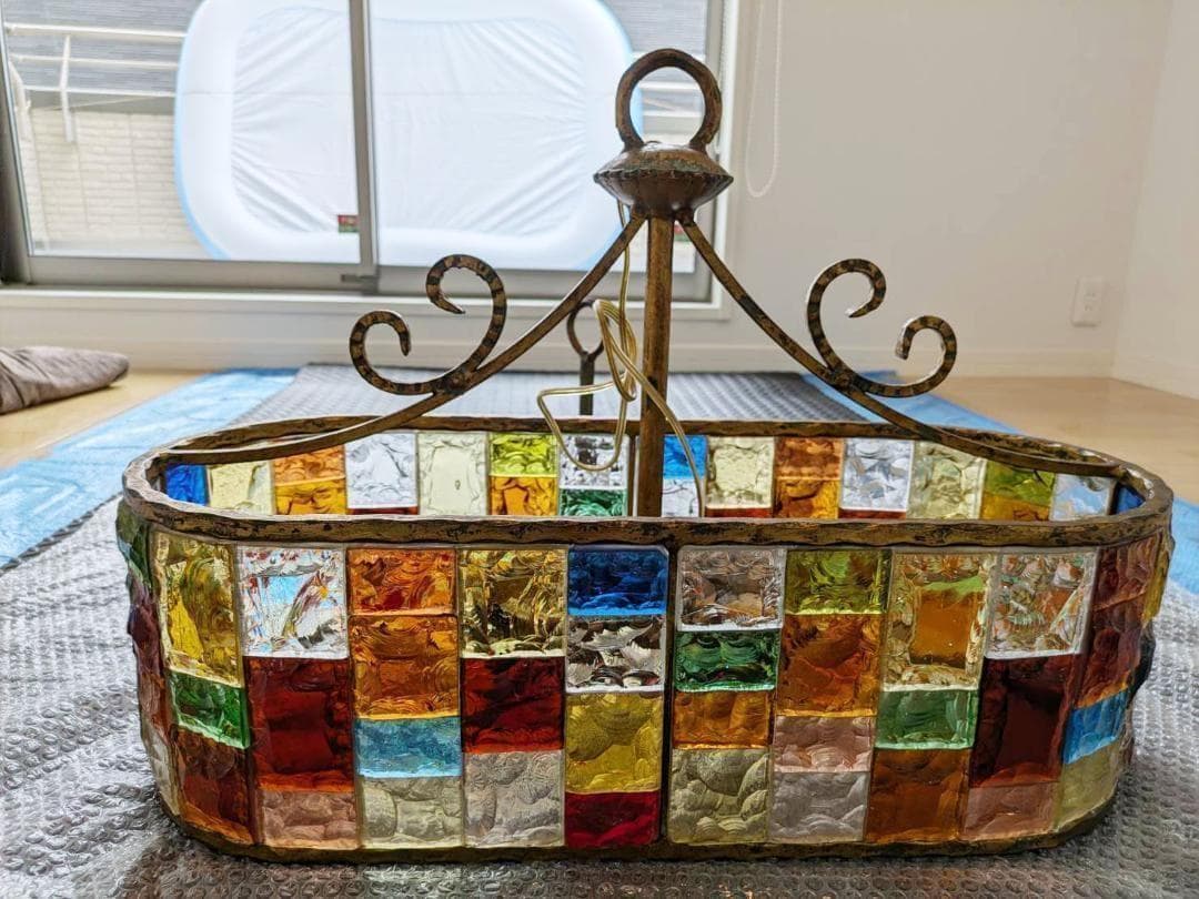 【超希少】イタリア製　シャンデリア　照明　アンティーク　ガラス　ビンテージ