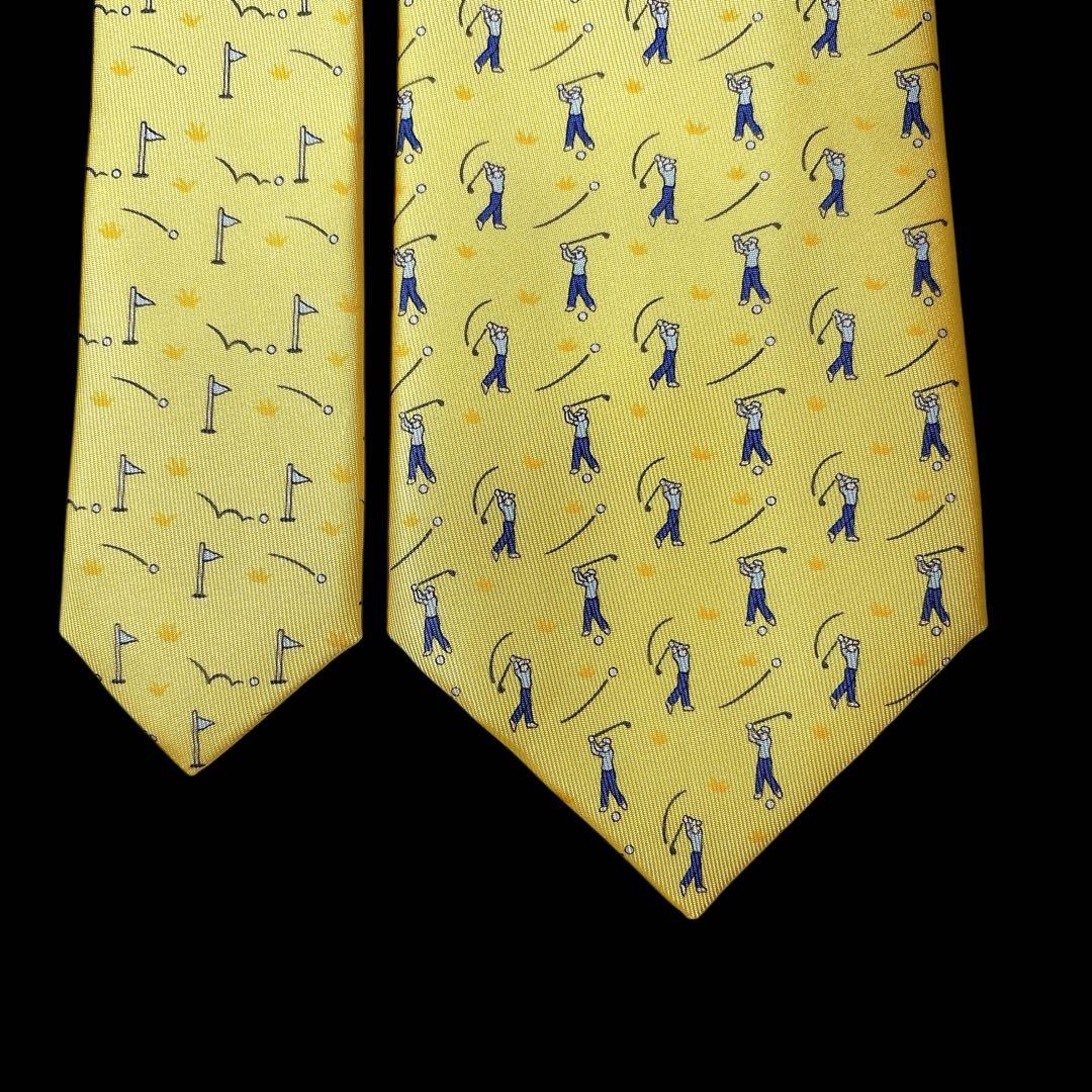 未使用 HERMES ゴルフ柄 シルク ネクタイ 新春 希少