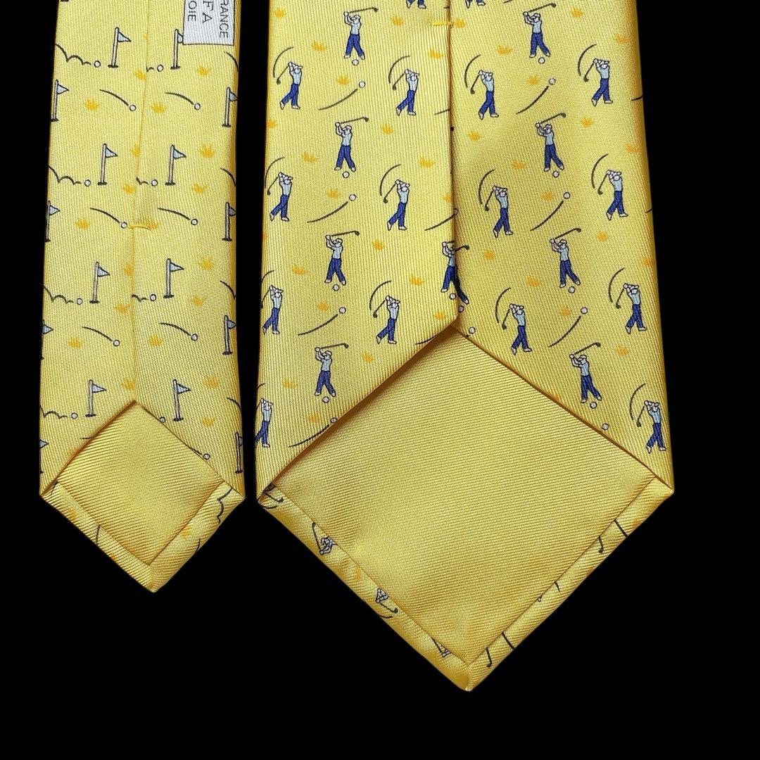未使用 HERMES ゴルフ柄 シルク ネクタイ 新春 希少