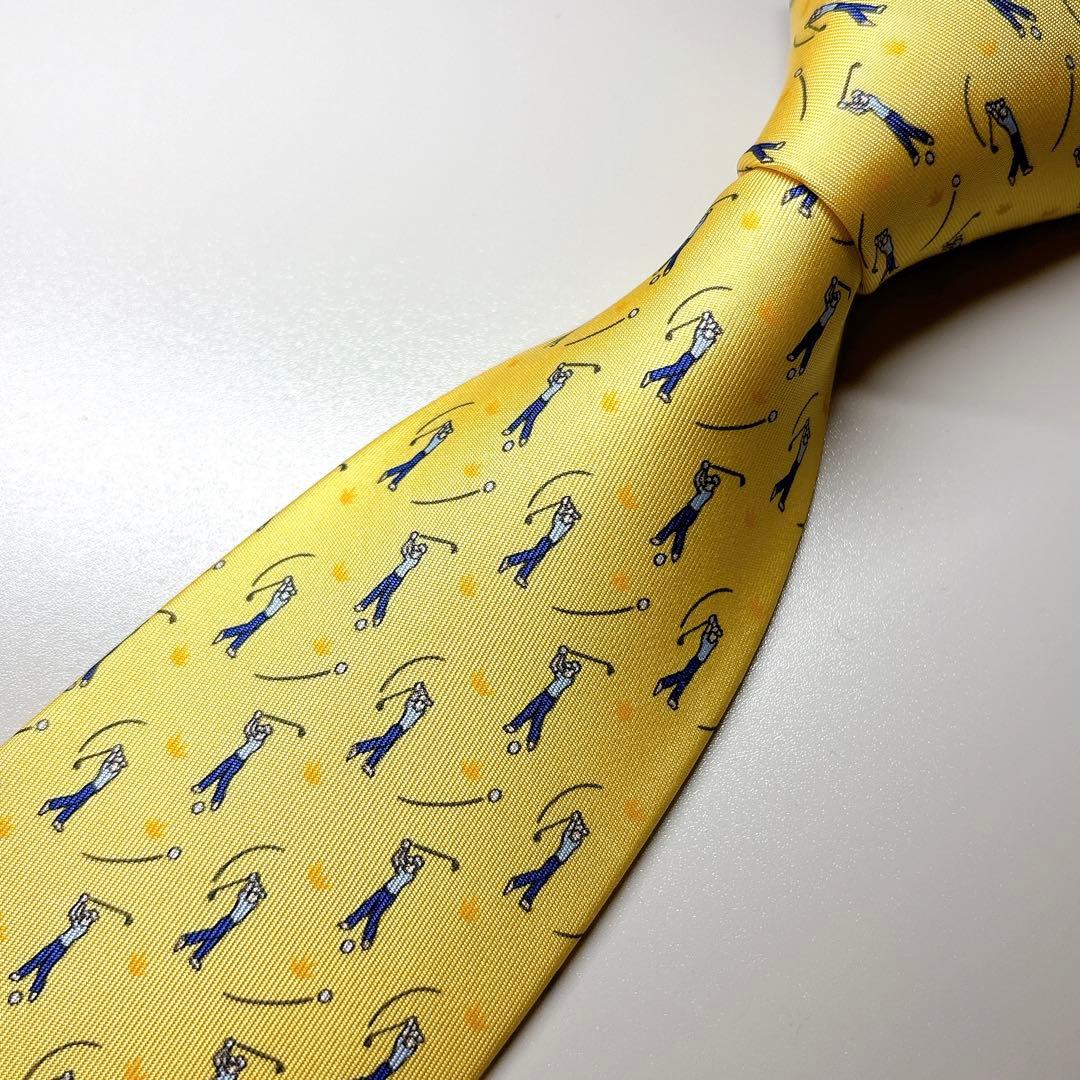 未使用 HERMES ゴルフ柄 シルク ネクタイ 新春 希少