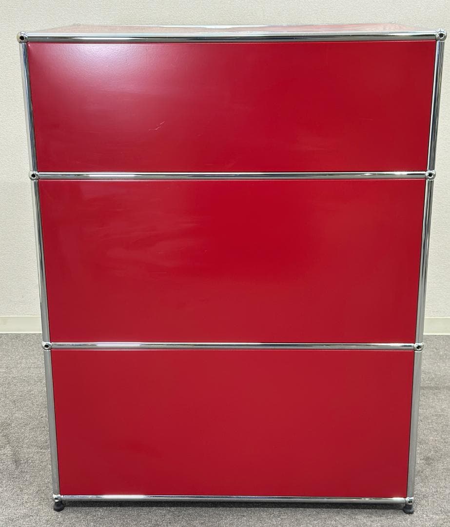 正規品■USMハラー■シェルフ　スライドトレー付き　奥行き深め　ルビーレッド