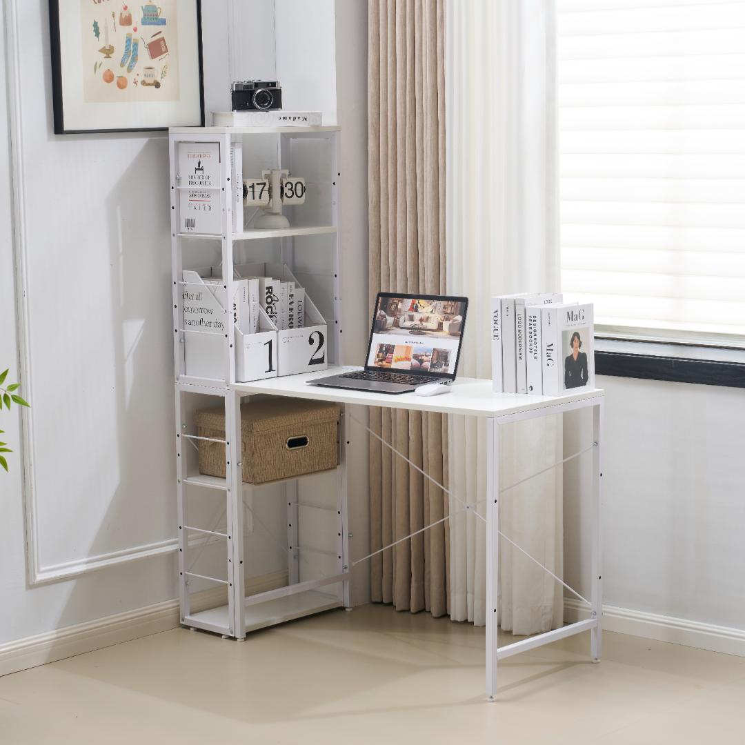 【新品】ホワイト 一体分離多用デスク パソコンデスク ラック付き