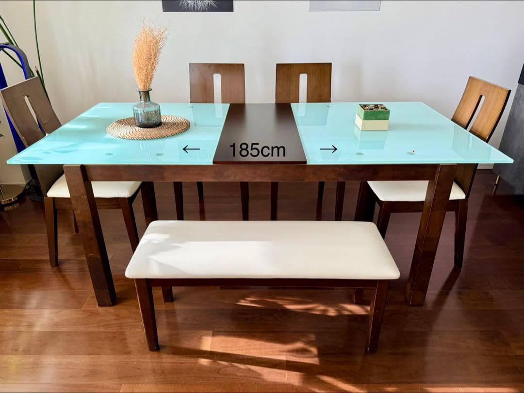 『美品』ガラス天板ダイニングテーブルセット