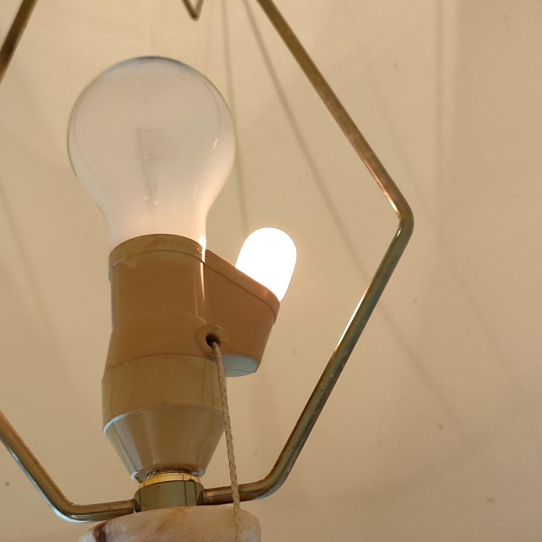 アンティーク　 スタンドランプ　大理石　フリンジシェード　照明　A8