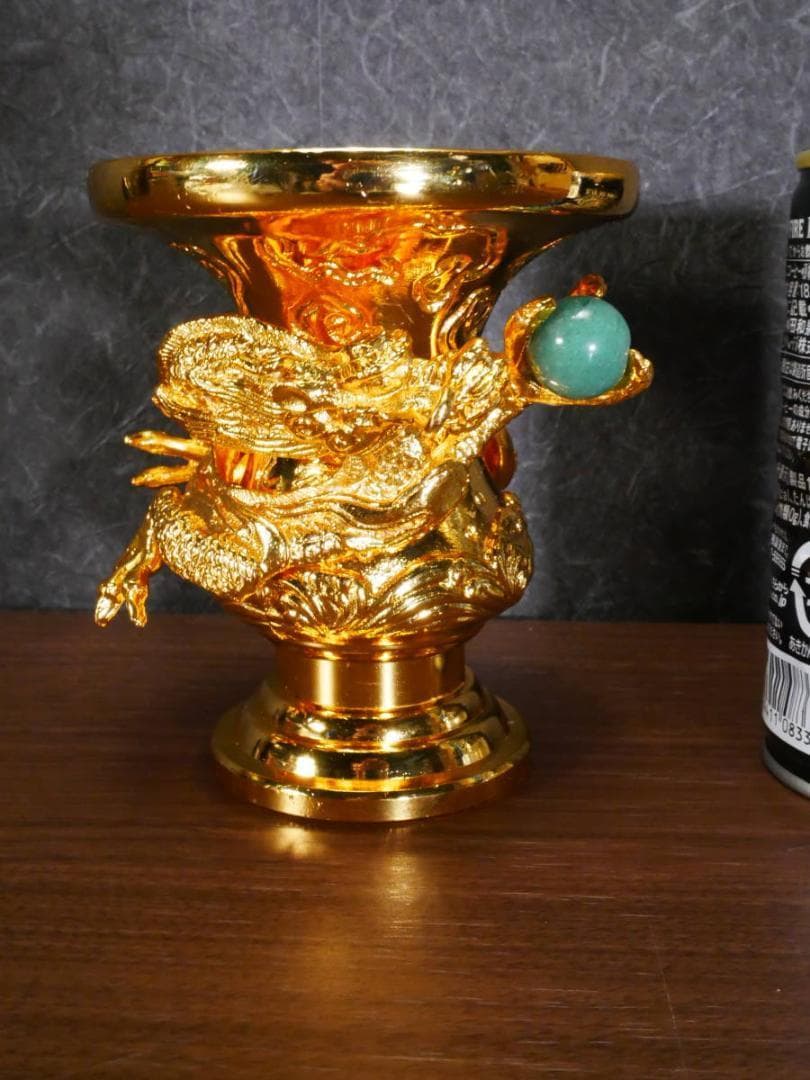 限定値下　展示未使用品　国産本金鍍金の花瓶　高田派　花立　4685