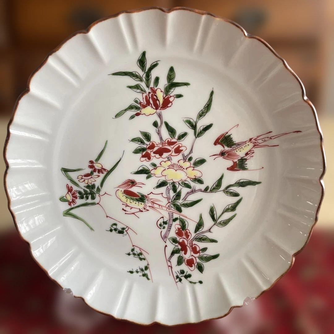 専用 源右衛門窯 赤絵花鳥銘々皿