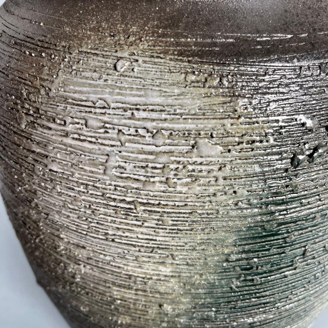 信楽焼傘立て  緑釉耳付き 高さ45cm