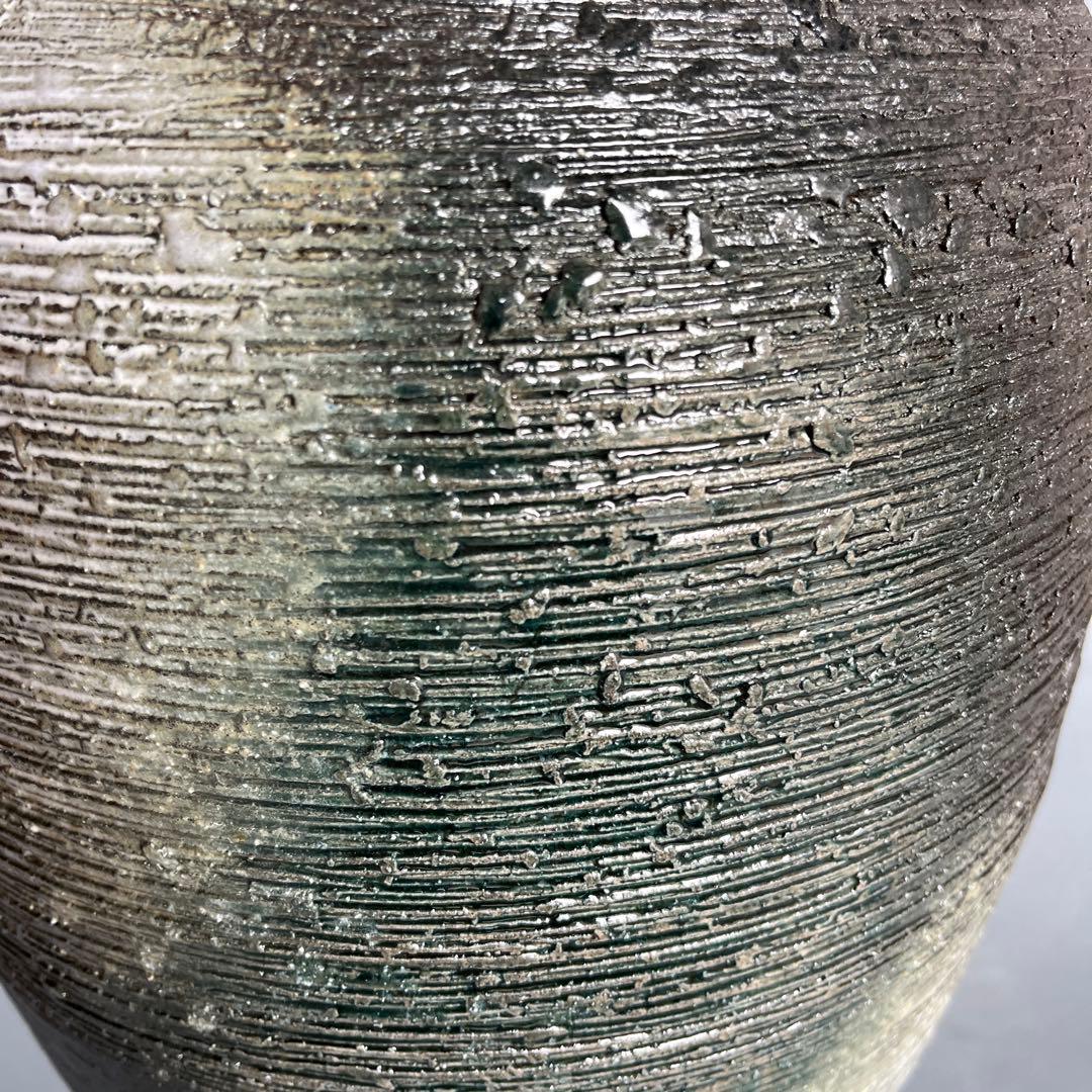 信楽焼傘立て  緑釉耳付き 高さ45cm