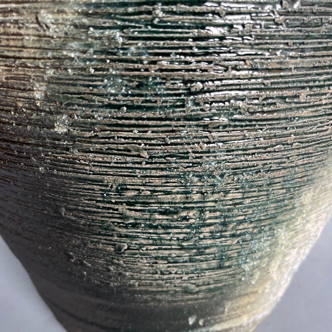 信楽焼傘立て  緑釉耳付き 高さ45cm