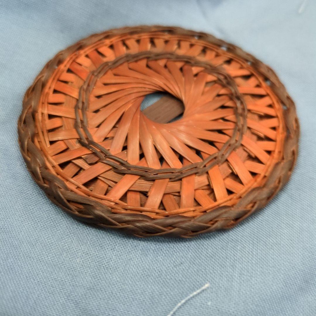 人間国宝 五世 早川 尚古斎 造 輪口編 瓶床 瓶敷　瓶座　共箱　木箱