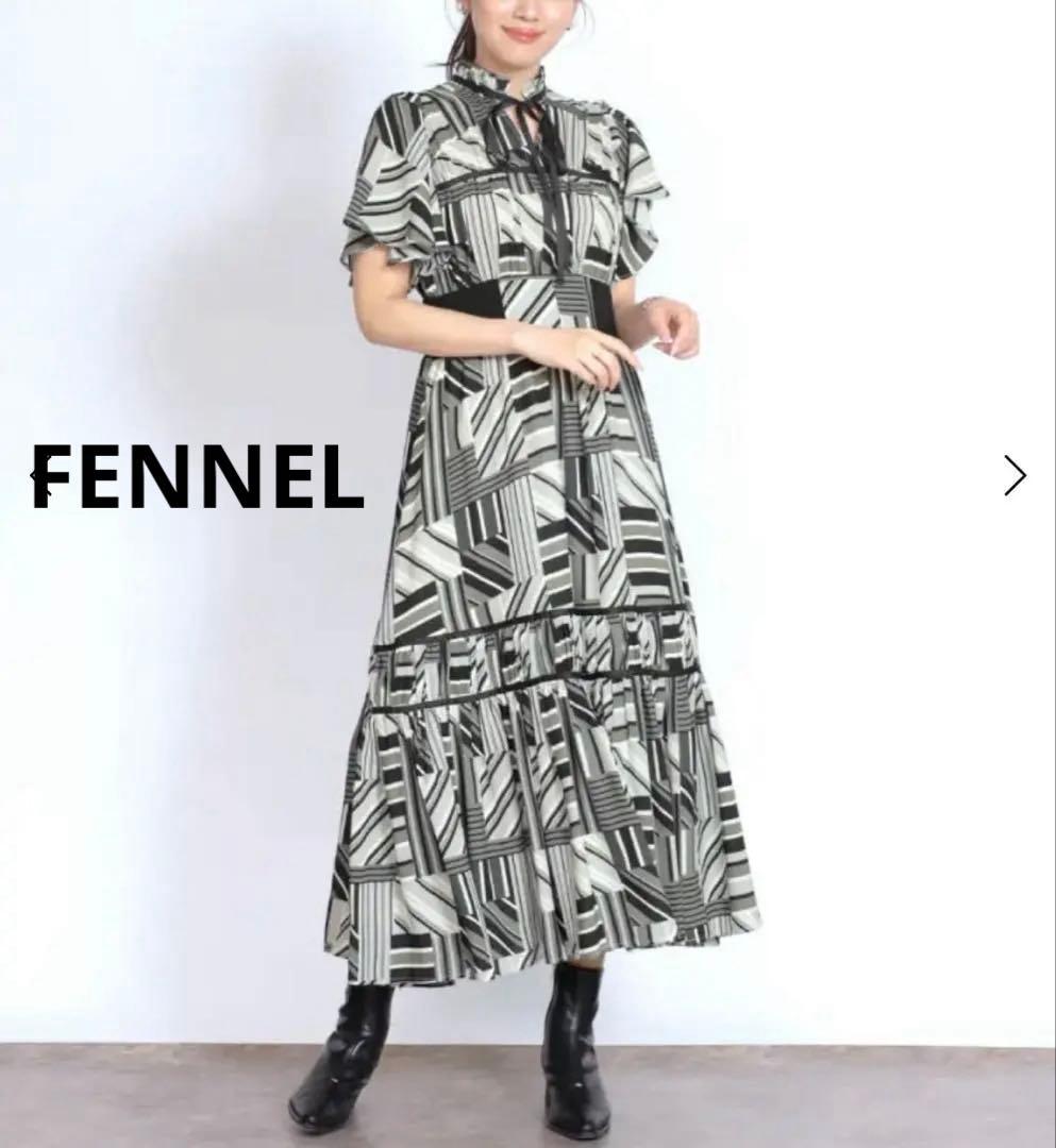 【新品未使用】フェンネル　プリントワンピース　レトロ柄