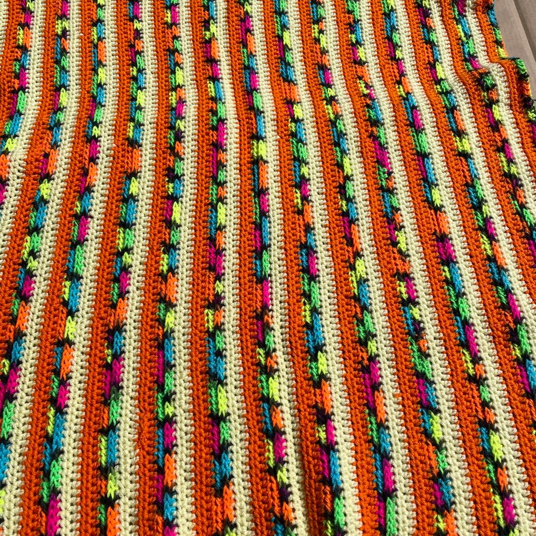 貴重！70's〜アメリカアンティーク　ニットラグ　USAヴィンテージ雑貨蚤の市