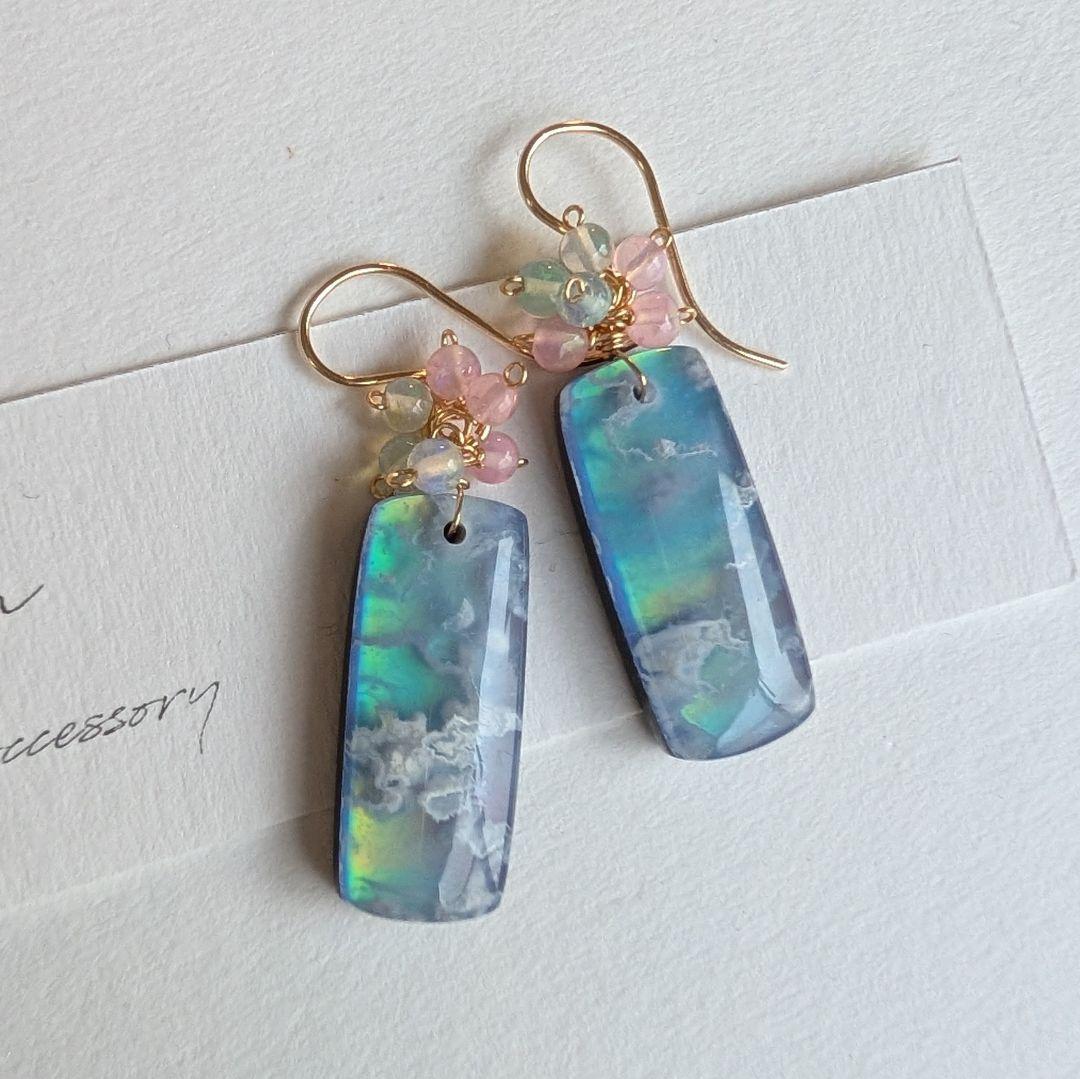 オーロラプルームアゲート ピアス