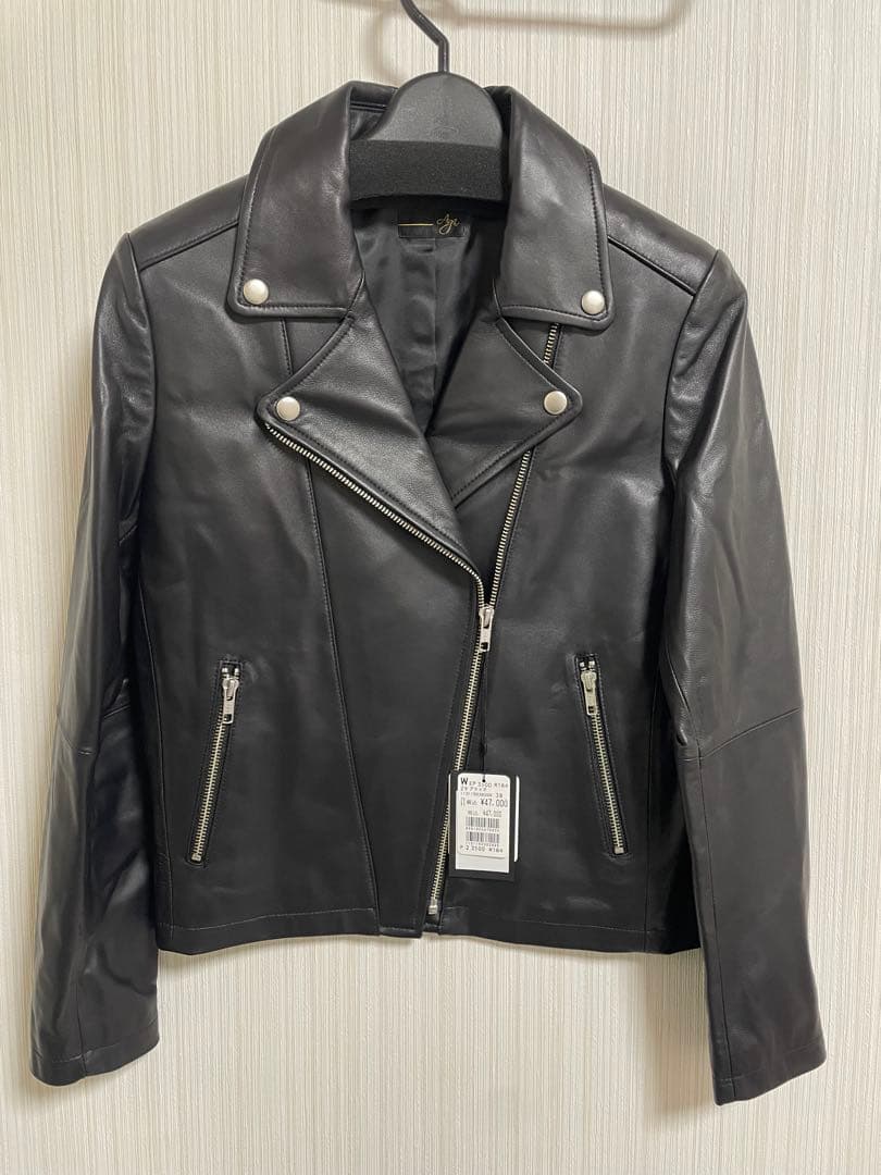 【新品、未使用】Aga ブラック ライダースジャケット　ラム革