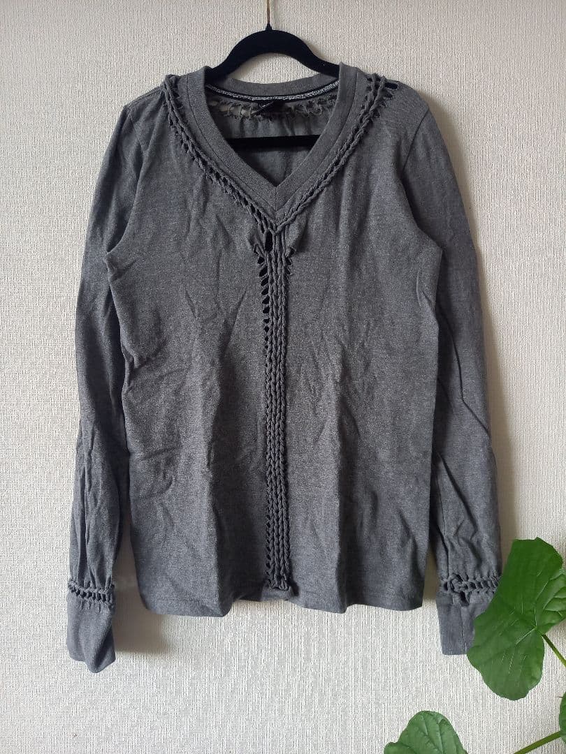 NUMBER (N)INE☆名作☆ 編み込みTシャツ☆長袖カットソー☆グレー☆１