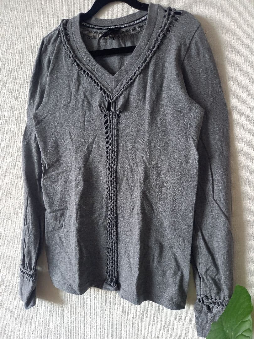 NUMBER (N)INE☆名作☆ 編み込みTシャツ☆長袖カットソー☆グレー☆１