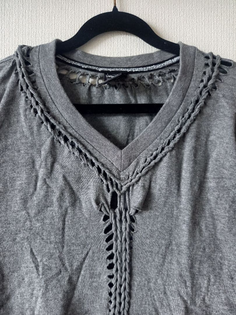 NUMBER (N)INE☆名作☆ 編み込みTシャツ☆長袖カットソー☆グレー☆１