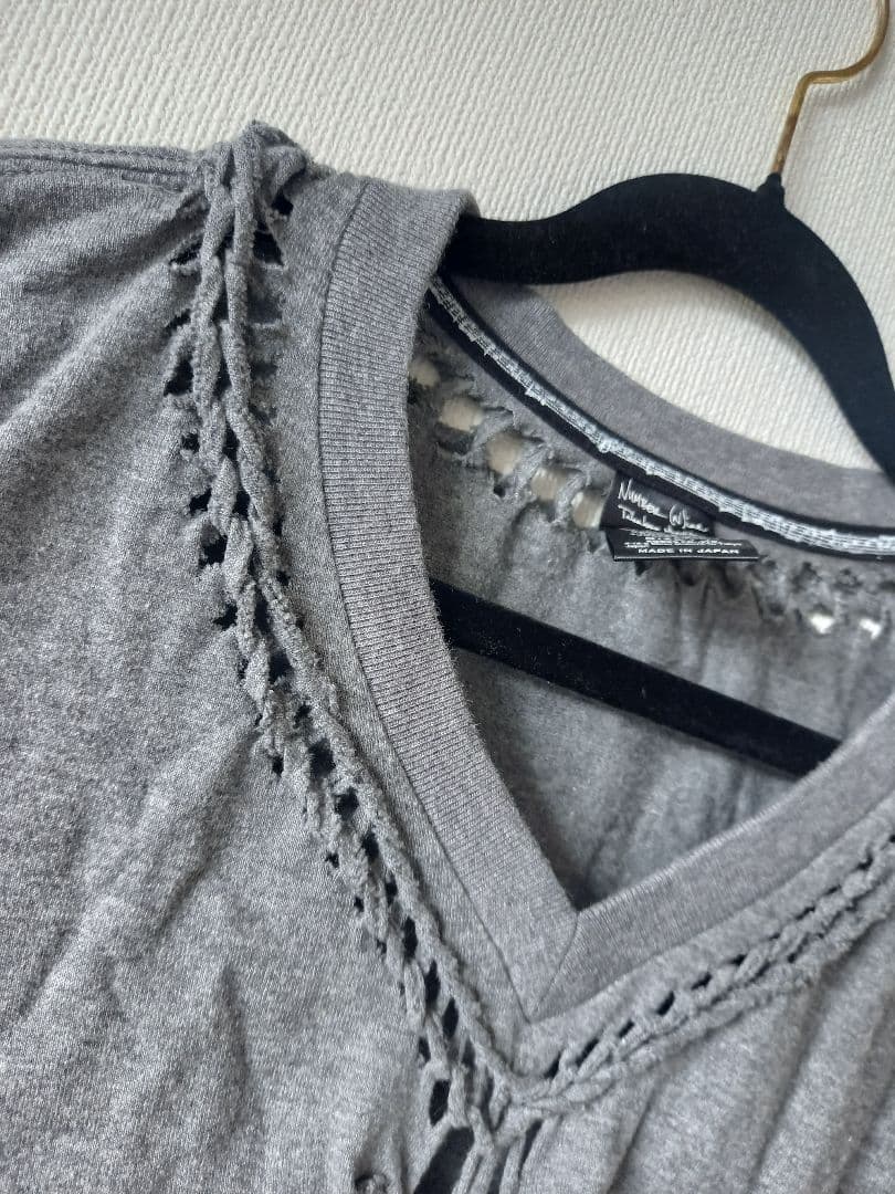 NUMBER (N)INE☆名作☆ 編み込みTシャツ☆長袖カットソー☆グレー☆１