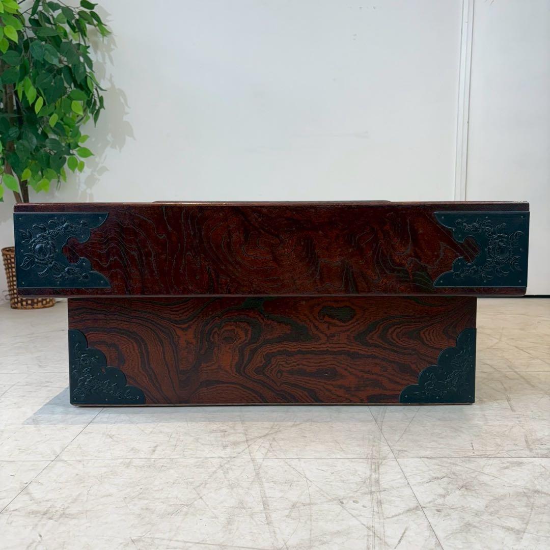 囲炉裏テーブル　駿河民芸　民芸家具　飾り金具　角火鉢　木製火鉢　長火鉢　囲炉裏