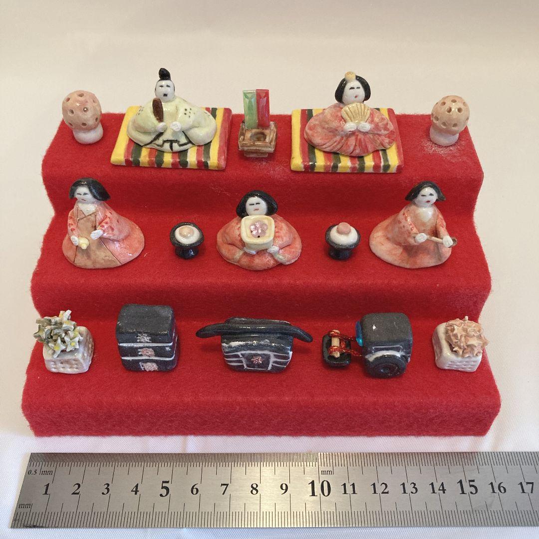 124 陶芸 ひな人形 陶器 三段飾り 雛人形 ひな祭り 手作り ライト付き