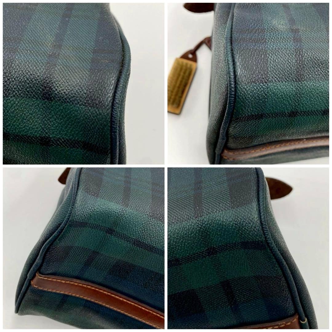 ポロ ラルフローレン ミニボストンバッグ チェック柄 ハンドバッグ グリーン