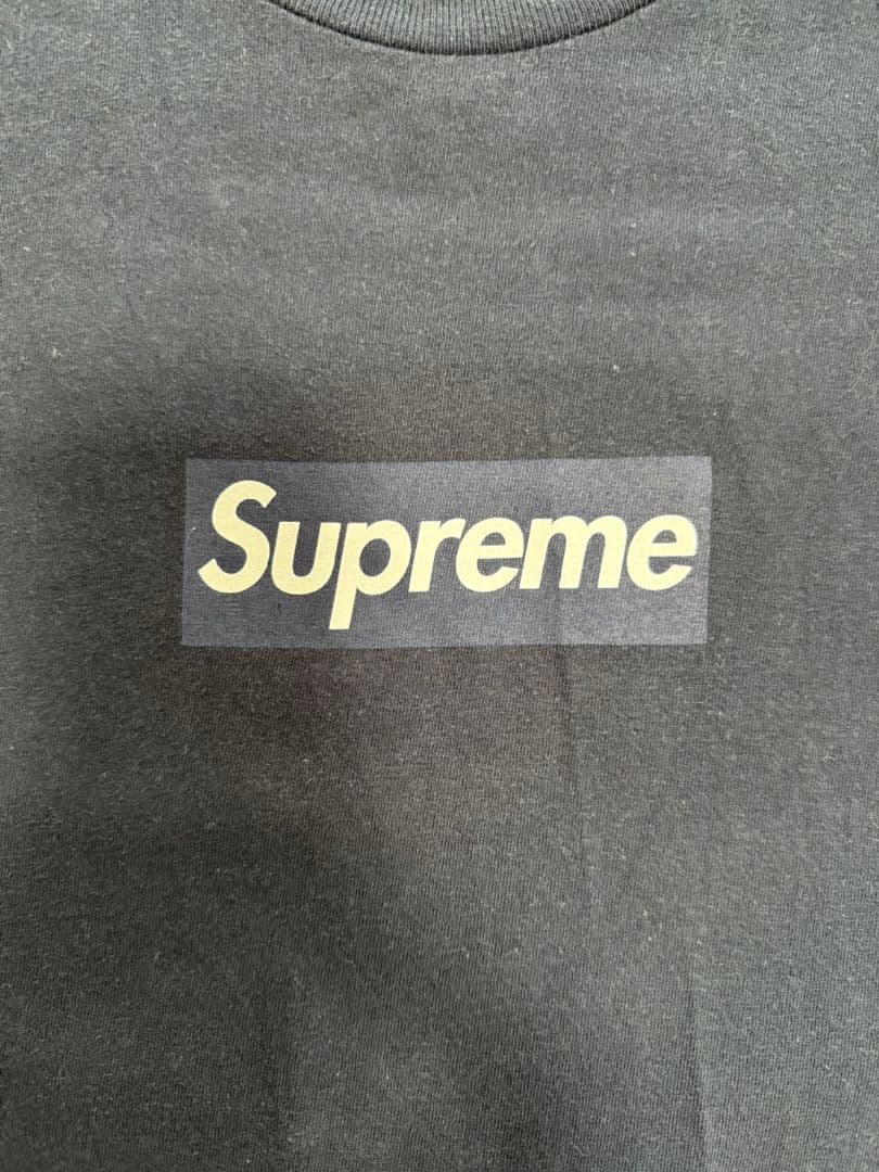 Supreme ネイビー ロゴロングスリーブTシャツ　美品　長袖