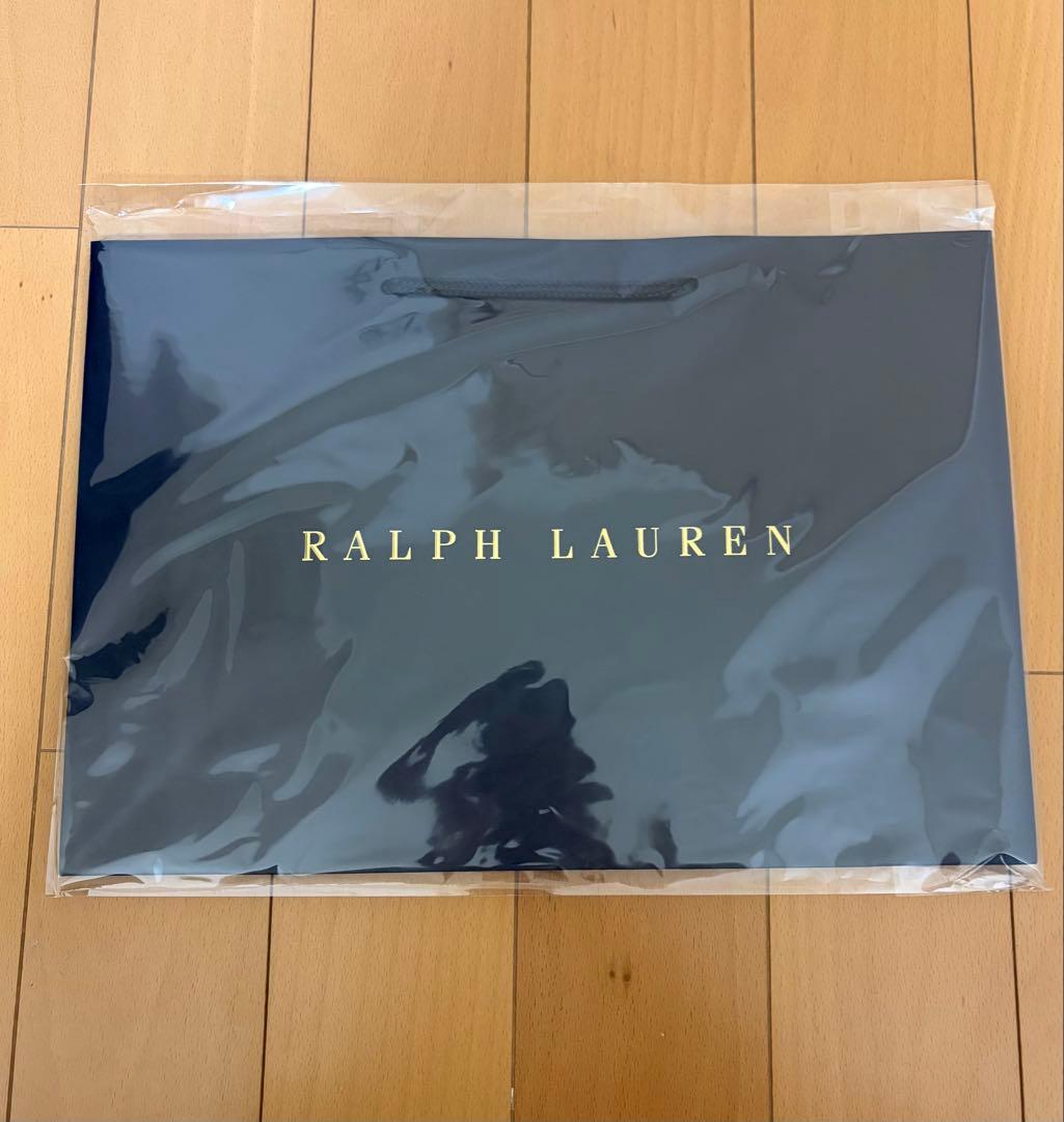 【新品ギフト】ラルフローレン メンズ マフラー 紺×グレー ギフトBOX&紙袋付