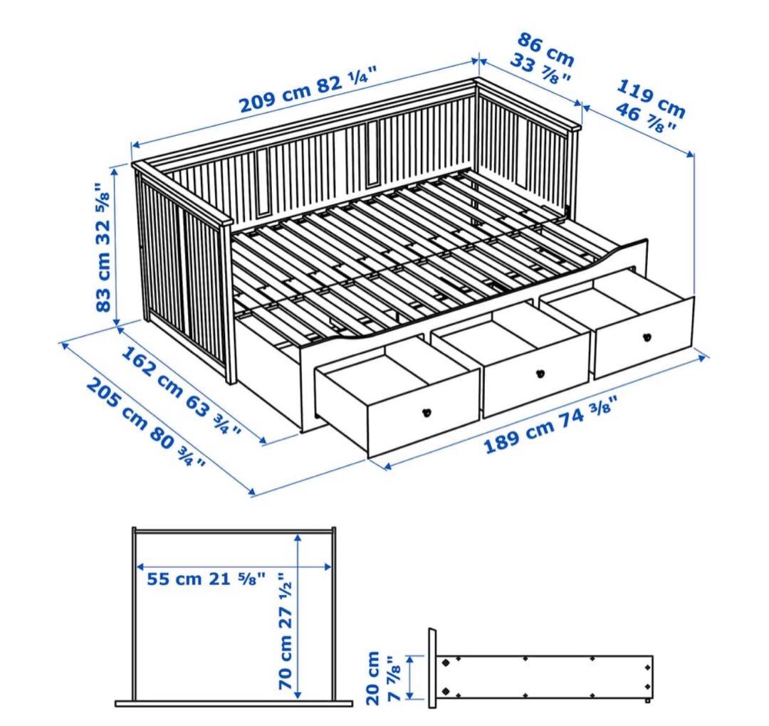 【かっくん】☆IKEA【マットレス1枚付き】ヘムネス デイベッドフレーム