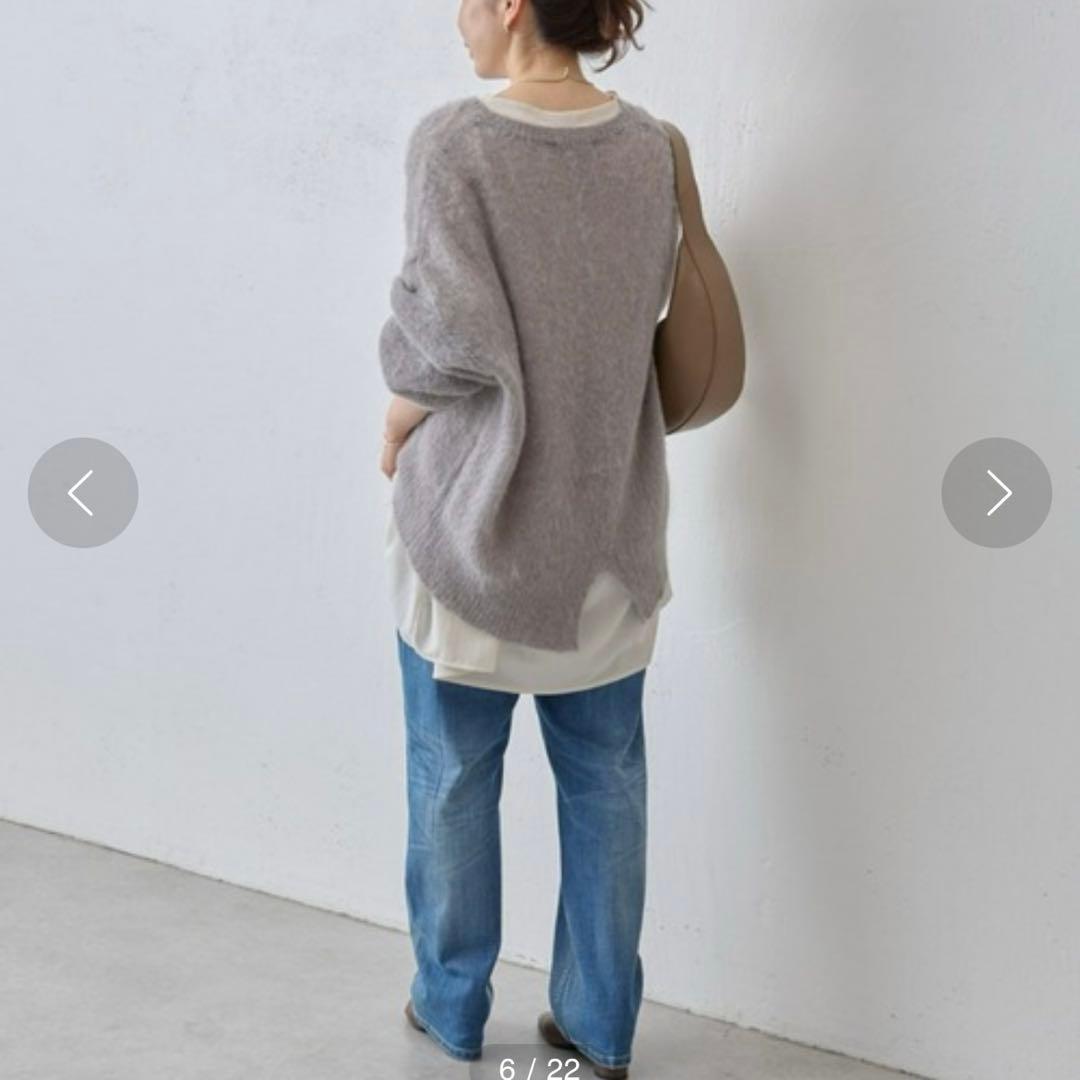 ビアズリー★モヘヤルーズニット　クルーネック　グレー