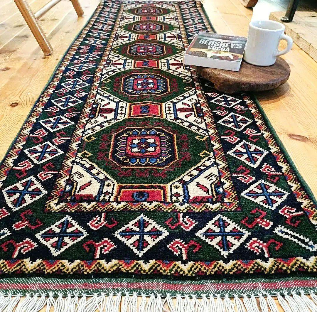 【ロングサイズ】90s トライバルラグ　ヴィンテージラグ　アフガン　トルクメン
