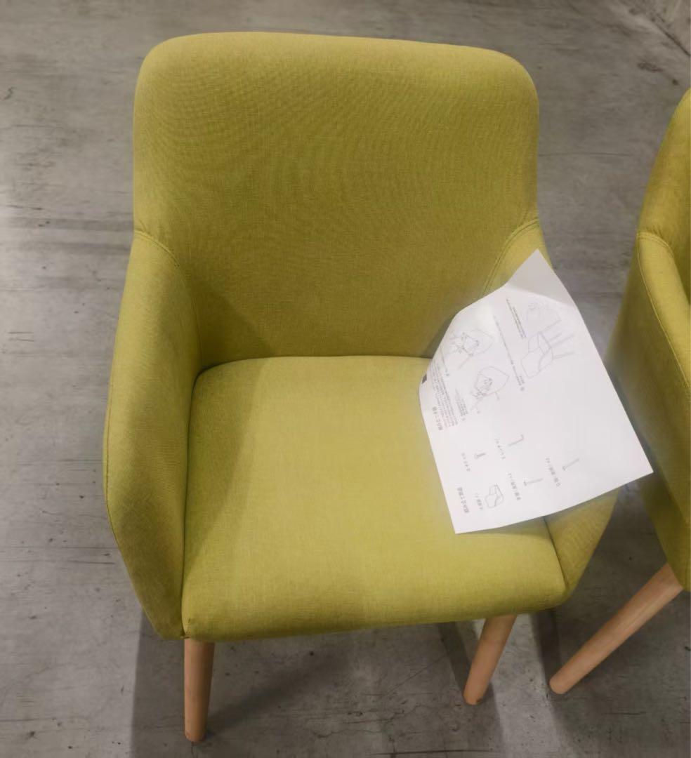 新品ダイニングチェア グリーン 2脚セット 布張り北欧風デザインファブリック