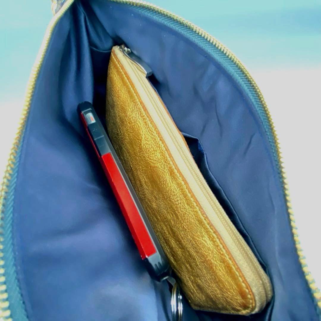 メタリックシルバー　正絹帯リメイクバッグ市松　横長ショルダー&クラッチ2ウェイ