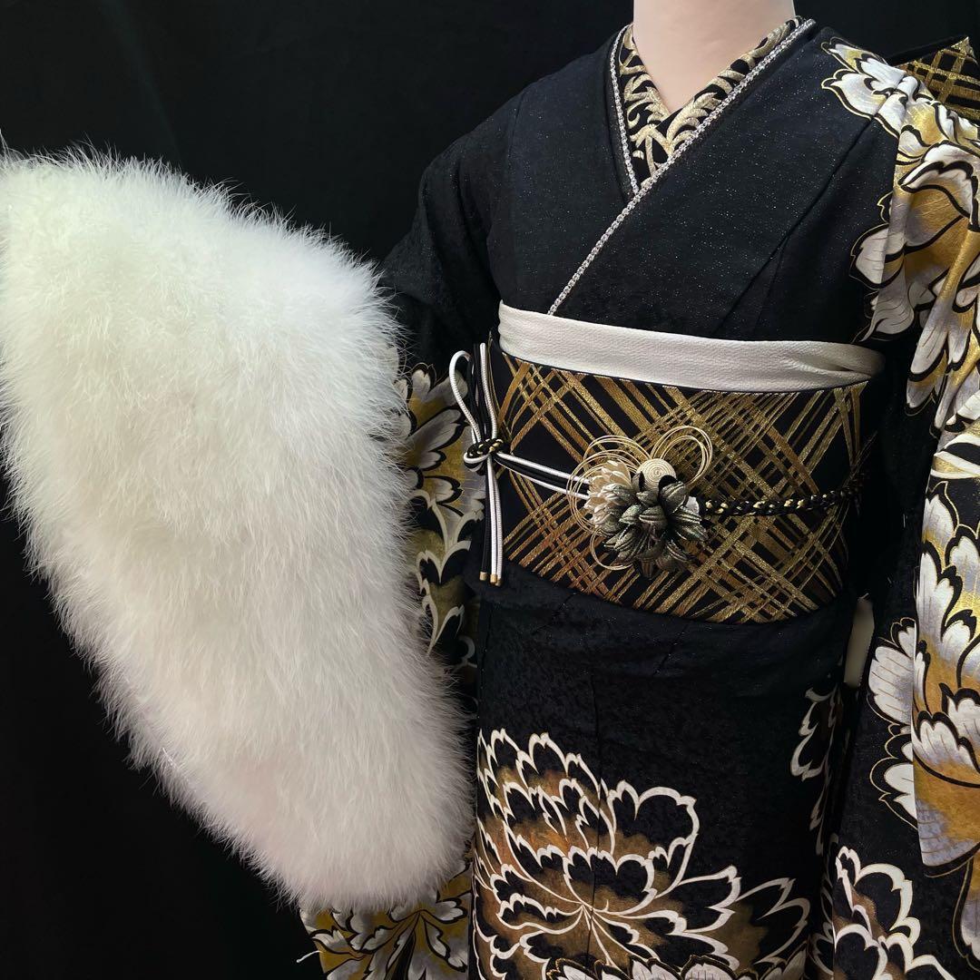 り　振袖　黒金