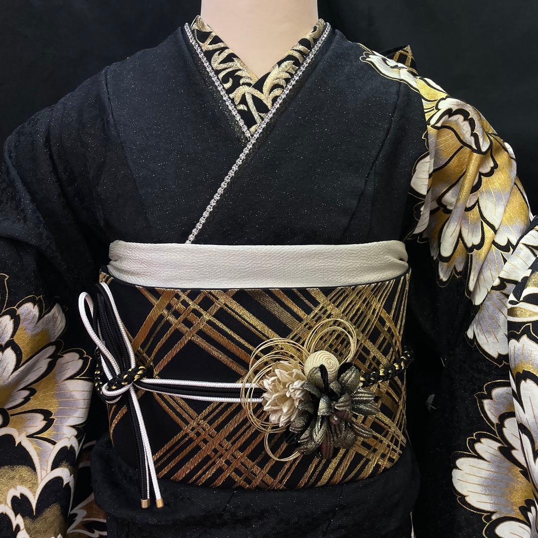 り　振袖　黒金
