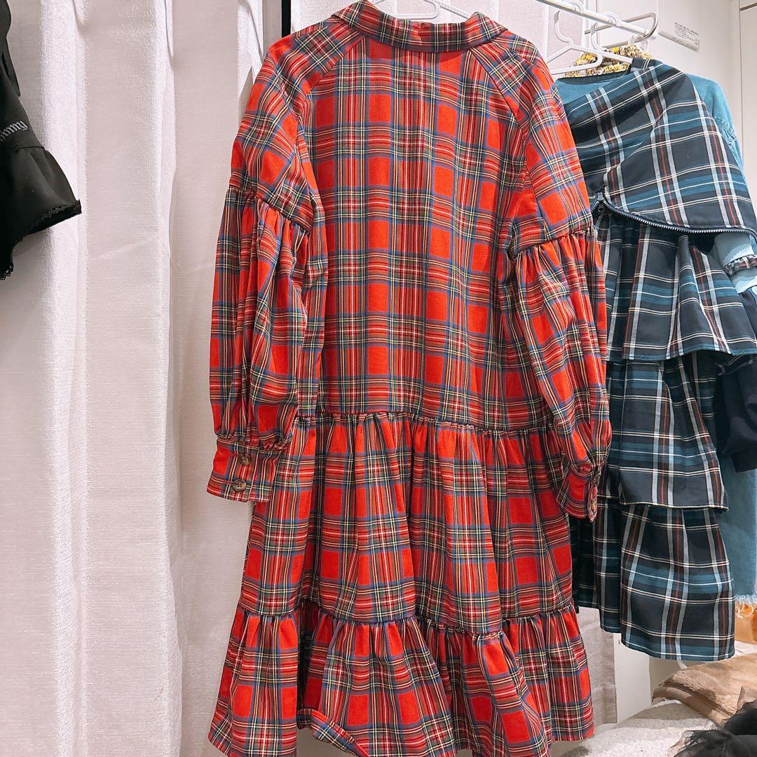 heihei 赤チェック　ワンピース